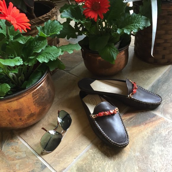 Talbot's Brown Leather Beaded Mule/Slide (NEW) - Picture 2 of 11